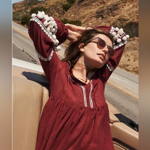 Anthropologie Vineet Bahl Long Sleeve Embellished Sleeve Boho Top Sm - Picture 5 of 9